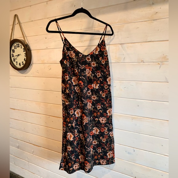 Dex Dresses & Skirts - Dex | Black Dress w Rusty Orange Floral Print